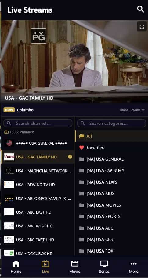 SUPA Legacy IPTV on Phone